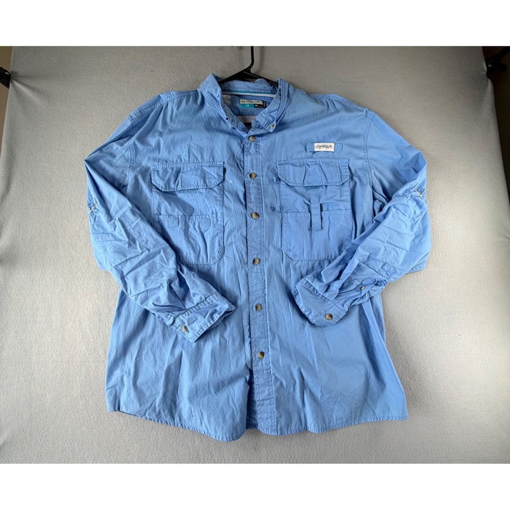 Magellan Fishing Shirt 2XL Blue Outdoors Vented Mesh Back Long Sleeve Cargo Top‎